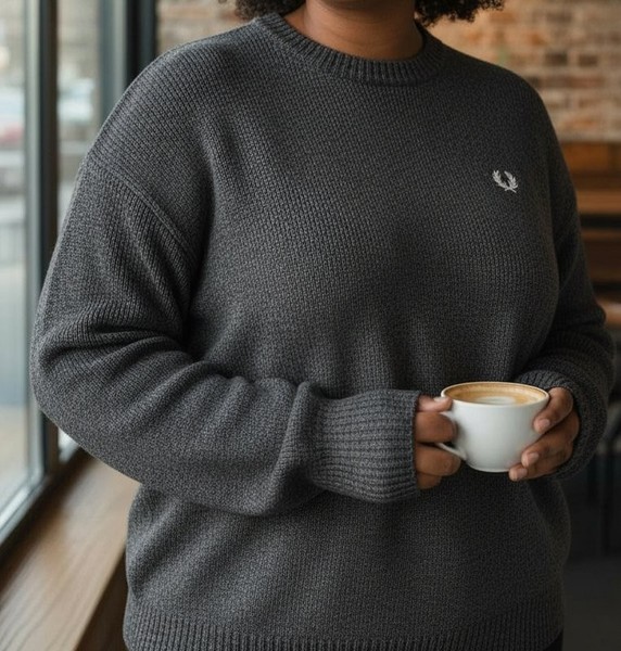 Women Fred Perry Sweater Grey Acrylic 44 / XXL /