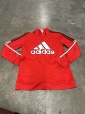 Adidas Youth Boys Size Xl 18-20Red Full Zip Athletic Sport Track Jacket Logo
