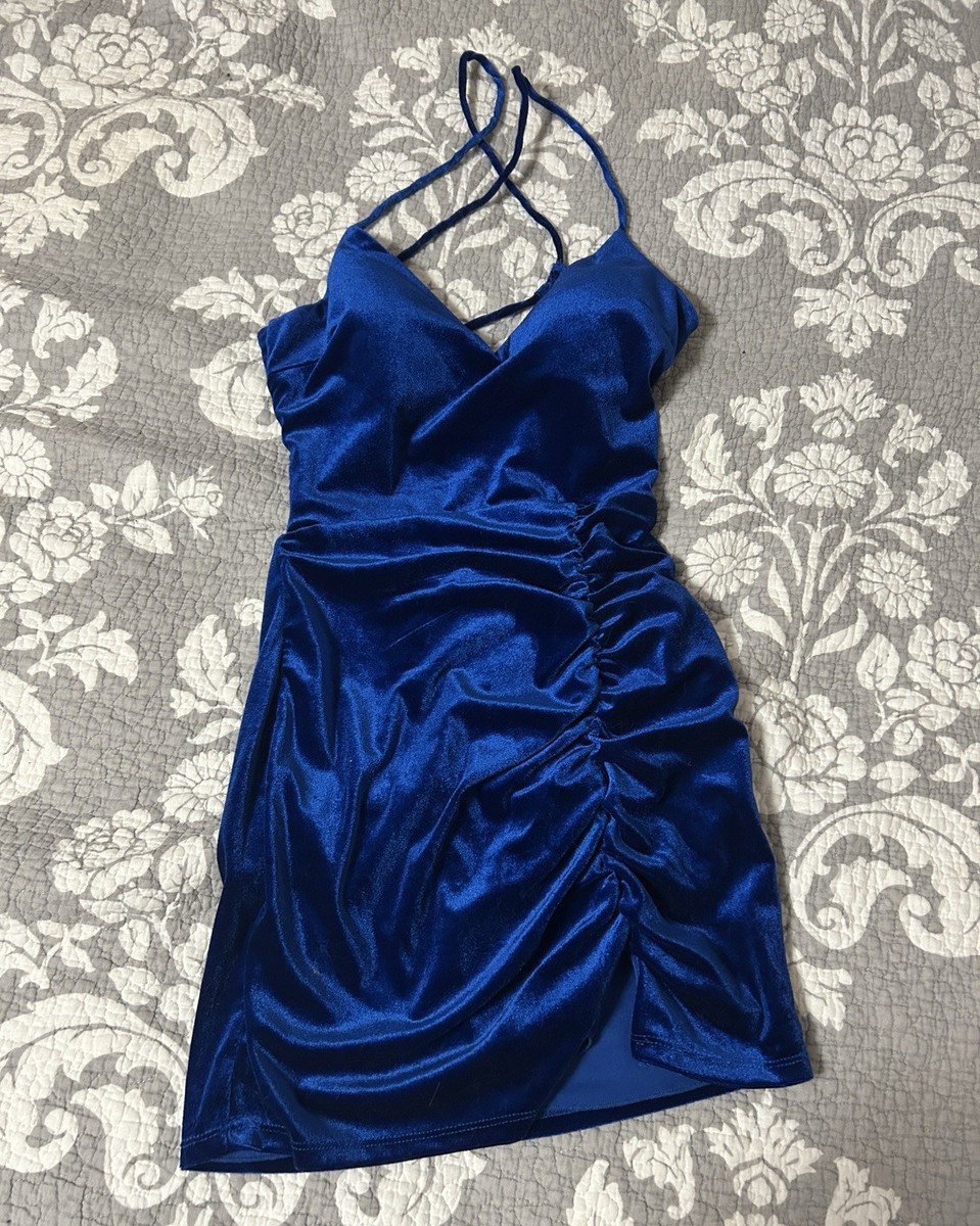 blue satin dress windsor Mini Bodycon S Ruched Strappy V-Neck Party x-sibling-handle:noemie-mini-dress-1 Zapaka Women Black Red Size:40 Regular & any size pants (add Size in payment comment section)
