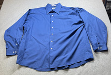 Van Heusen Mens Dress Shirt Lux Saten 18 34-35 XXL Royal Blue