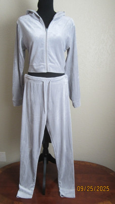 Roma Concept by rosee Women's Gray Velour 2 piece Hoodie Leggings Set Size XL
