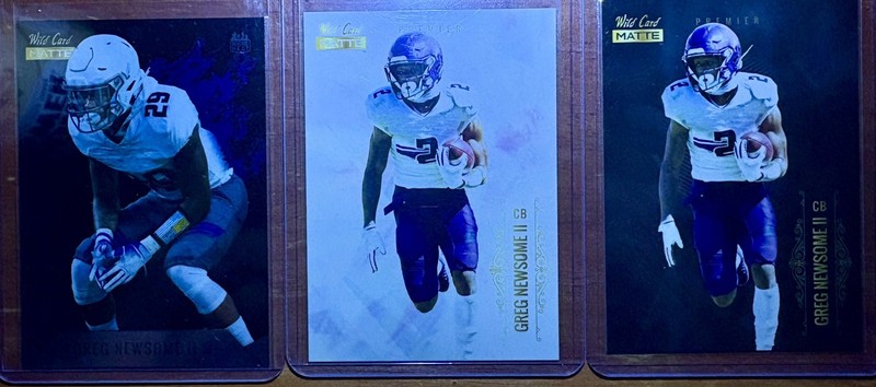 Greg Newsome II 3 Card lot. Wild Card Matte/Premier Rookie Heat MBC-31 MRHR-23