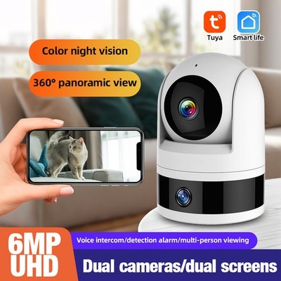 KERUI 6MP Dual Lens WiFi IP Camera Wired indoor CCTV PTZ Home Security Smart Cam