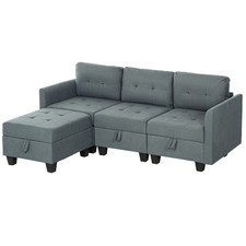 HOMCOM Tufted Modular Sectional Sofa with Storage, L Shaped Sofa