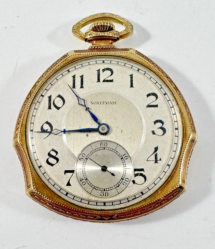 Waltham Pocket Watch Art Deco Antique 10K Gold AS IS