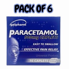 Pack Of 6 Migraine Headache Relief 500mg Caplets 16 Free P&P