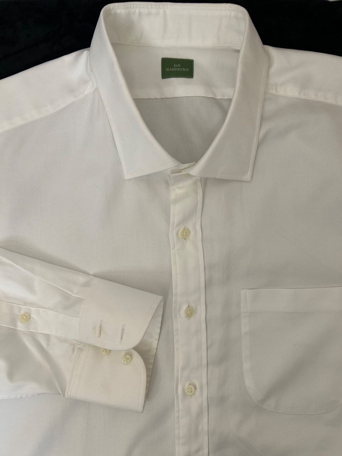 Sid Mashburn Solid White Spread Collar Cotton Oxf… - image 1