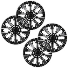 15" Black Silver Universal Hubcap Wheel Covers 4 Piece