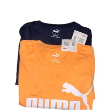 2 PUMA ESS Logo Tee Orange Graphic Logo Cotto...