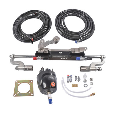 Boat Steering Kit w/Hydraulic Cylinder (Silver Handle) Fit for Boats HSX-300HP-