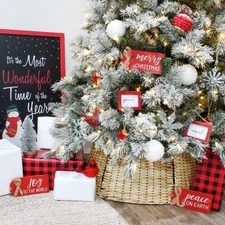 Woven Christmas Tree Collar 29" Large, Natural Wicker Farmhouse Style Skirt