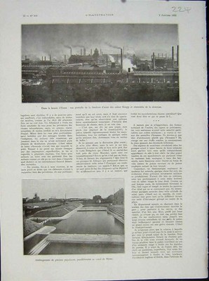 Original Old Vintage Print Essen Krupp Industry Herne Canal French 1932 20th