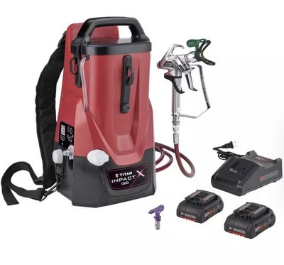 Titan Impact X 120 18V Airless Backpack Paint Sprayer w/ Hose & Spray Gun