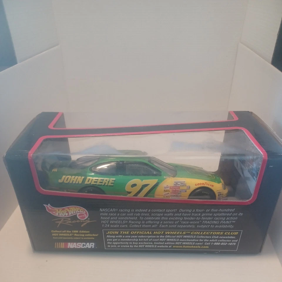 John Deere Vintage Nuevo Hot Wheels escala 1:24 NASCAR coche de carreras de metal fundido a presión Foto 3 de 4