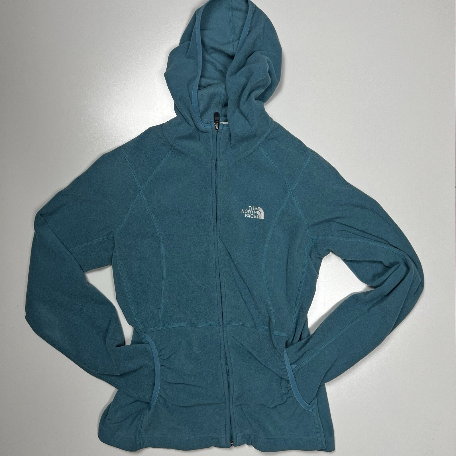 The North Face Jacket Blue Green Teal Full Zip Fleece Hoodie Size Small
