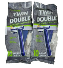 SET OF 2 Assured Men Twin Double Blade Disposable Razors 10 Count Pack Total 20