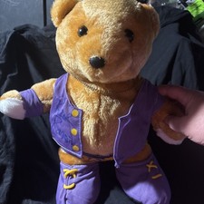 Vintage WWF Holiday Wish Tour Razor Ramon Plush Teddy Bear  Autographed Rare