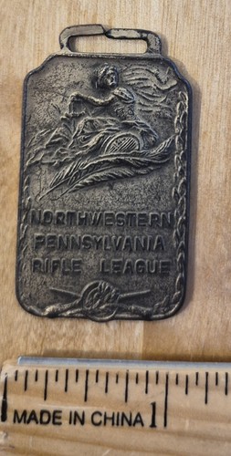 1930s Northwestern Pennsylvania Rifle League Shooting Hunting Watch Fob Medal - Picture 2 of 3