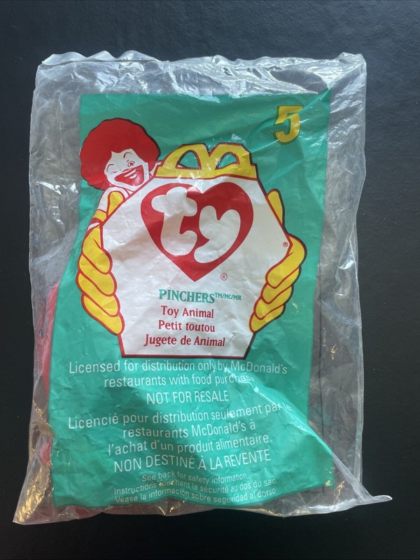 TY Teenie Beanie Babies PINCHERS (#5) 1998 McDonalds Happy Meal Toy-Never Opened