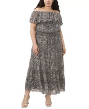 Vince Camuto Plus Size Off-The-Shoulder Tiered Maxi Dress Black Size 3X 1754