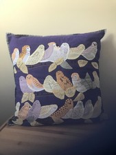Natural Habitat   -Bird Pillow 18 in. x 18 in. birds in rows