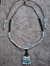 Rhythm beads white turquoise & silver. shet size. Adjustable Handmade to order