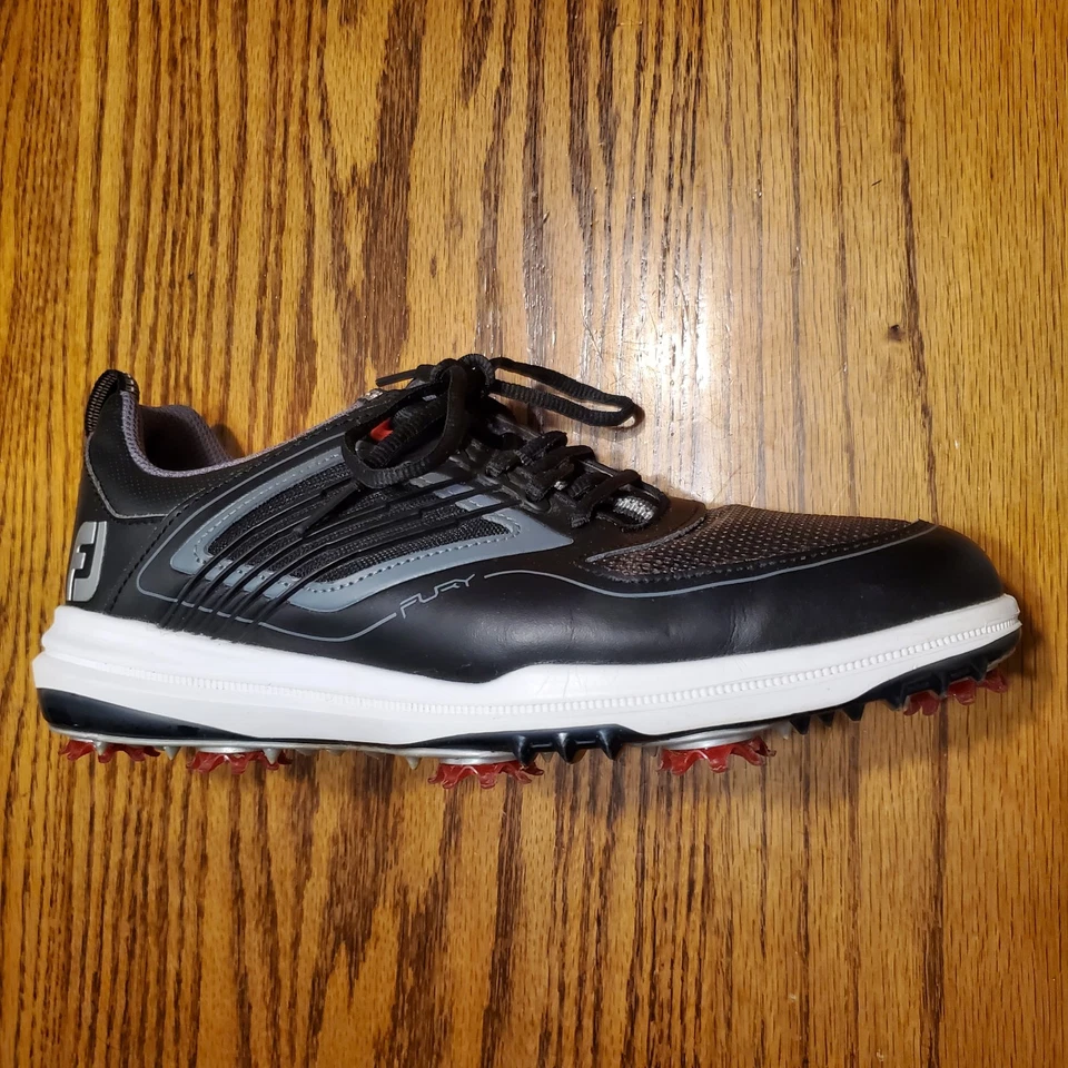 Zapatos de golf FootJoy Fury 51103 para hombre negros grises rojos tacos talla 8,5 medianos Foto 2 de 4