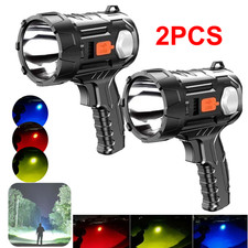 2PCS Solar/USB Super Bright Rechargeable LED Spotlight Flashlight Searchlight