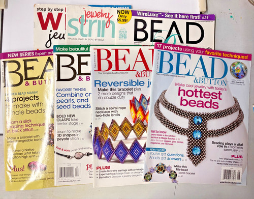 Bead & Button Magazine Lot 7 Issues 2011-2015 Peyote Seed Bead Jewelry Patterns