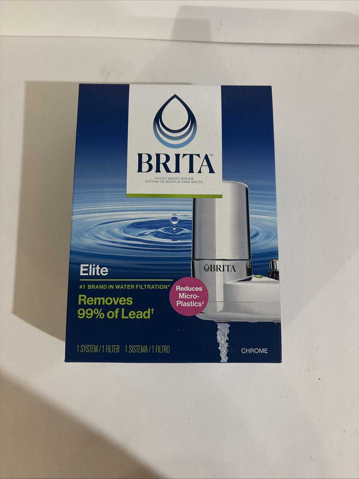 BRITA Elite Faucet Mount Filtration System Water Purification Chrome New