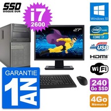 PC Tour Dell 390 MT Ecran 27" i7-2600 RAM 4Go SSD 240Go HDMI Windows 10 Wifi