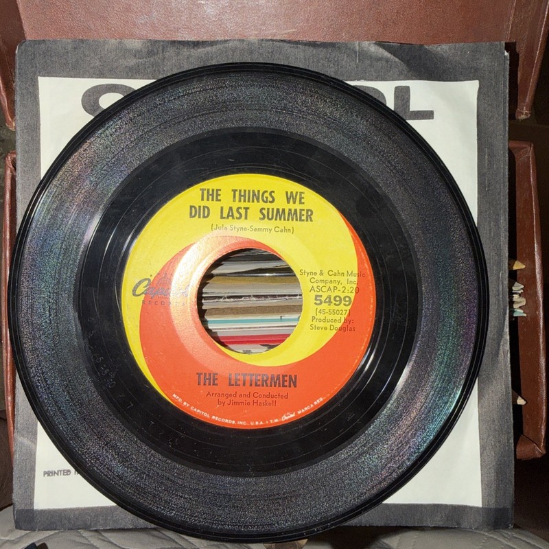 THE LETTERMEN 45 RPM RECORD SECRETLY THE THINGS WE DID LAST SUMMER