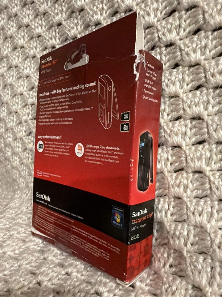 SanDisk Sansa Clip+ Plus Reproductor MP3 WMA Grabadora de Voz Radio FM 8 GB Nuevo Foto 3 de 4