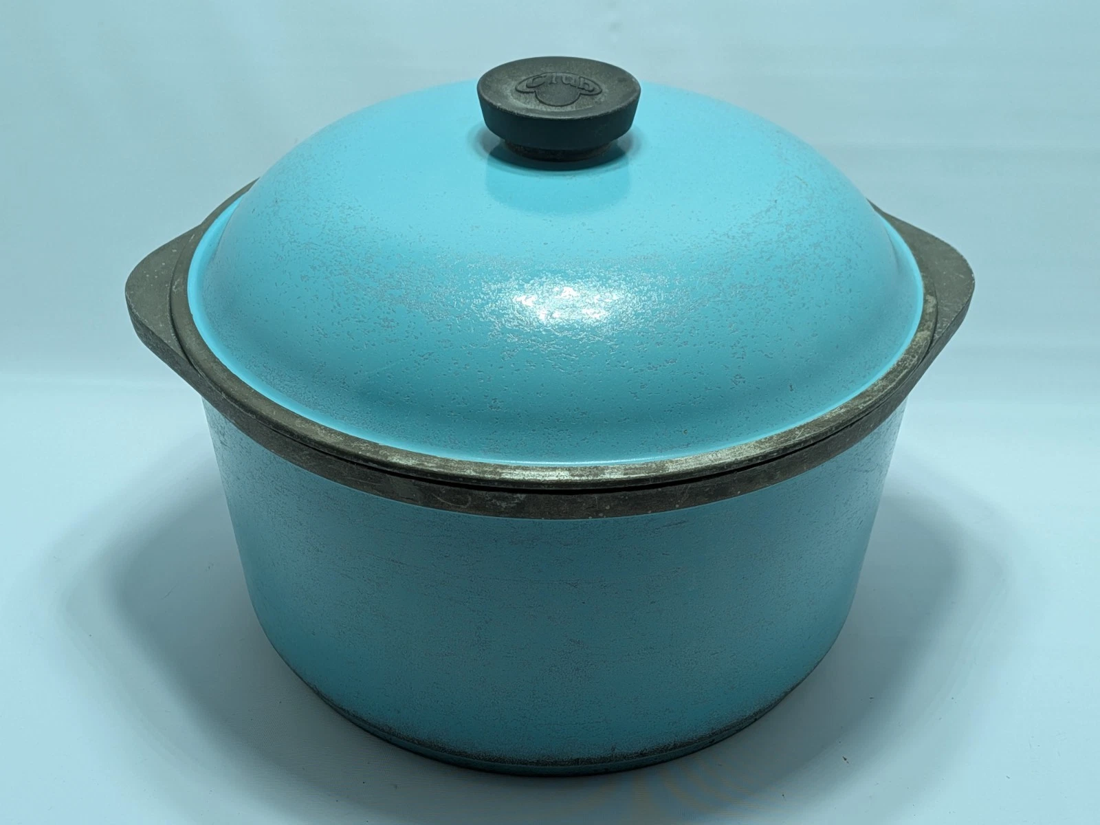 Vintage Club Cast Aluminum Dutch Oven Turquoise Teal Aqua Blue 4 Quart Round