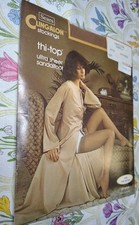 Vintage Sears Cling Alon Clingalon Thi Top Thigh High Stockings Sandstone