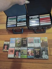 Vintage Lot of Country And Christmas Music Cassette Tapes 2 Travel Cases Full