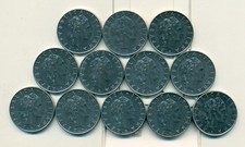12 DIFFERENT 50 LIRE COINS from ITALY with CONSECUTIVE DATES of 1970 to 1981