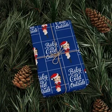 Betty Boopp Baby its Cold Outside Blue Christmas Gift Wrap