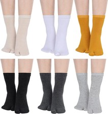 6 Pairs Tabi Socks Elastic Split Two Toe Tabi Flip Flops Sock Ankle Cotton Sa...