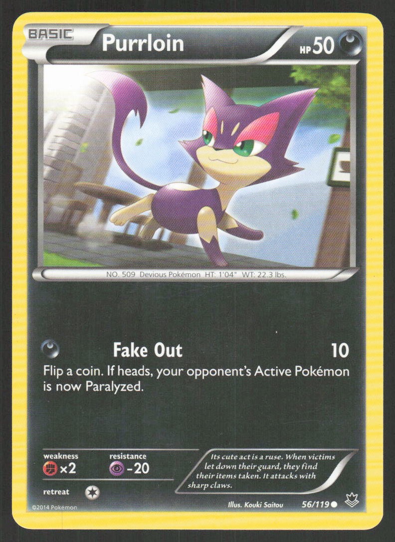 Pokemon Purrloin Common 56/119 XY - Phantom Forces LP