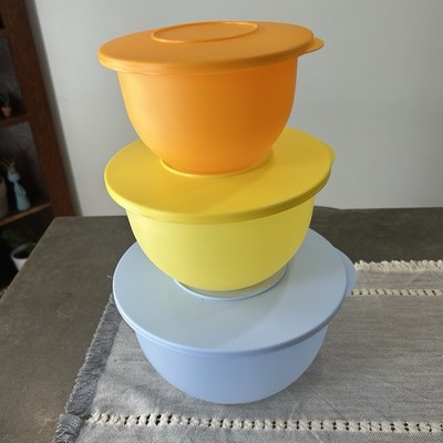 Tupperware Impressions Bowl Set New 3 Piece With Lids 1.3 2.5 4.3 L