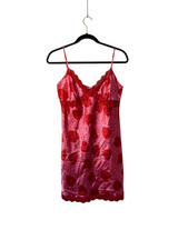 VTG Jaclyn smith pink & red satin feel slip dress, romantic girly M