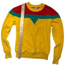 Rare Vintage Kids Velour 1970s Colorway Tulip Top Color block Crewneck XL