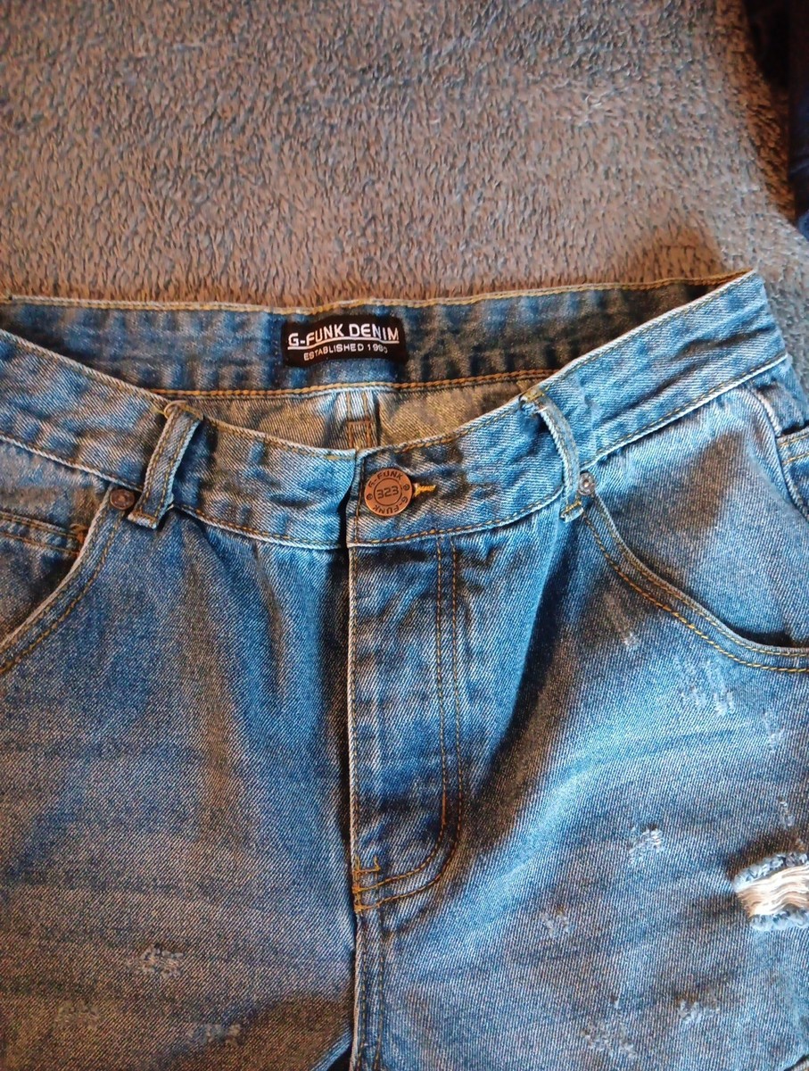 Mens Ripped Skinny Jeans By G Funk Denum Size 30 Waist UK