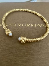 David Yurman 18K Gold Diamond Pearl  Cable Re...