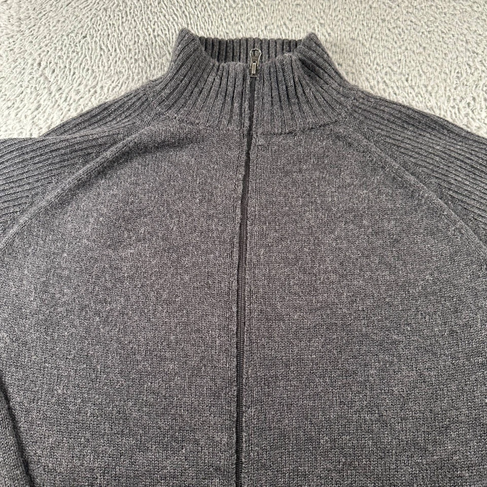 Ibex Merino Wool Zip Sweater Mens XXL Charcoal Full Zip Mock Neck Ribbed Warm - Image 2 of 4
