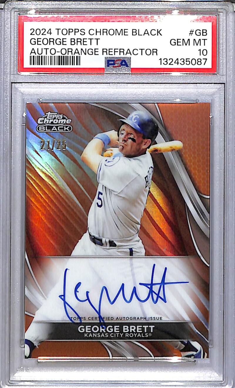 2024 Topps Chrome Black Orange #CBA-GB George Brett PSA 10 GEM MINT Auto 21/25 R