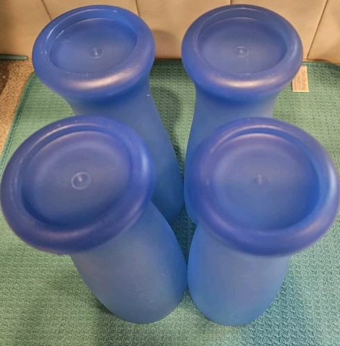 Vintage Outdoor Camping Blue 18" Beer Cups 24 Oz Pilsner Glasses Set Of 4 Clean - Picture 6 of 7