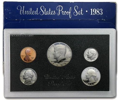 1983 United States Mint Annual 5 Coin Proof Set with Original Box