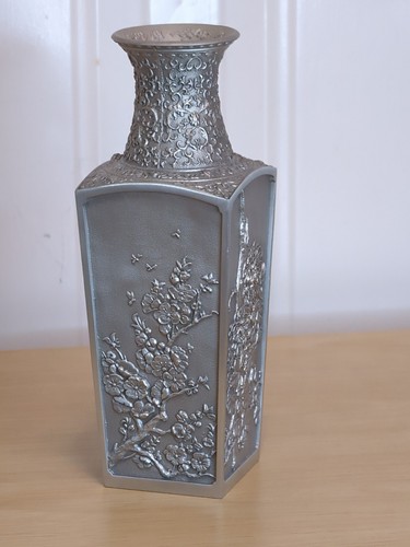 Vintage Royal Selangor Pewter Vase Butterflies Dragonflies Floral Four Seasons